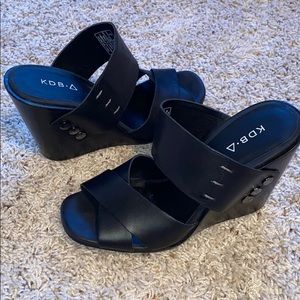 Kelsi Dagger Leather Black Wedge Morten Sandal